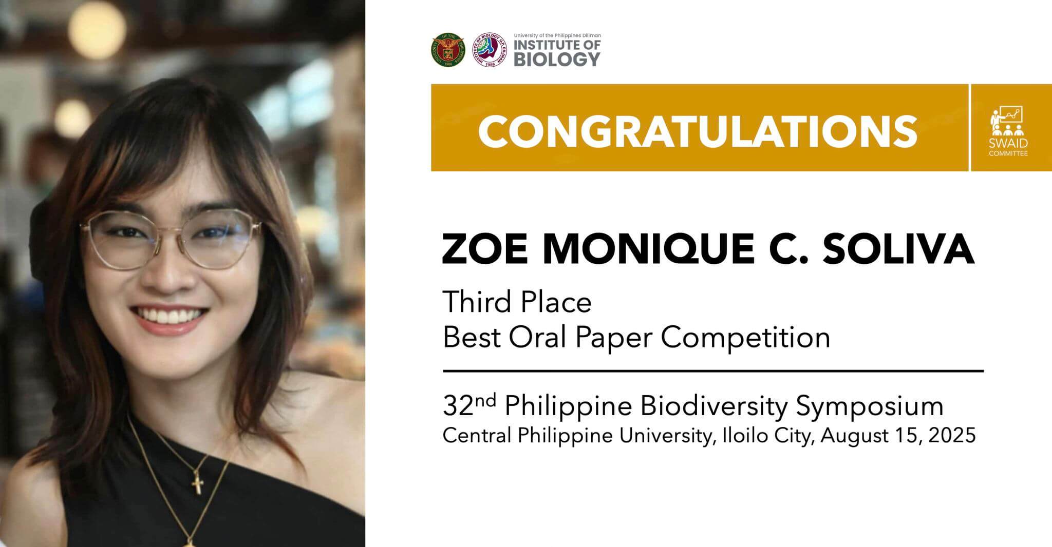 3rd Place in the Best Undergraduate Oral Paper Competition at the 32nd Philippine Biodiversity Symposium_Poster